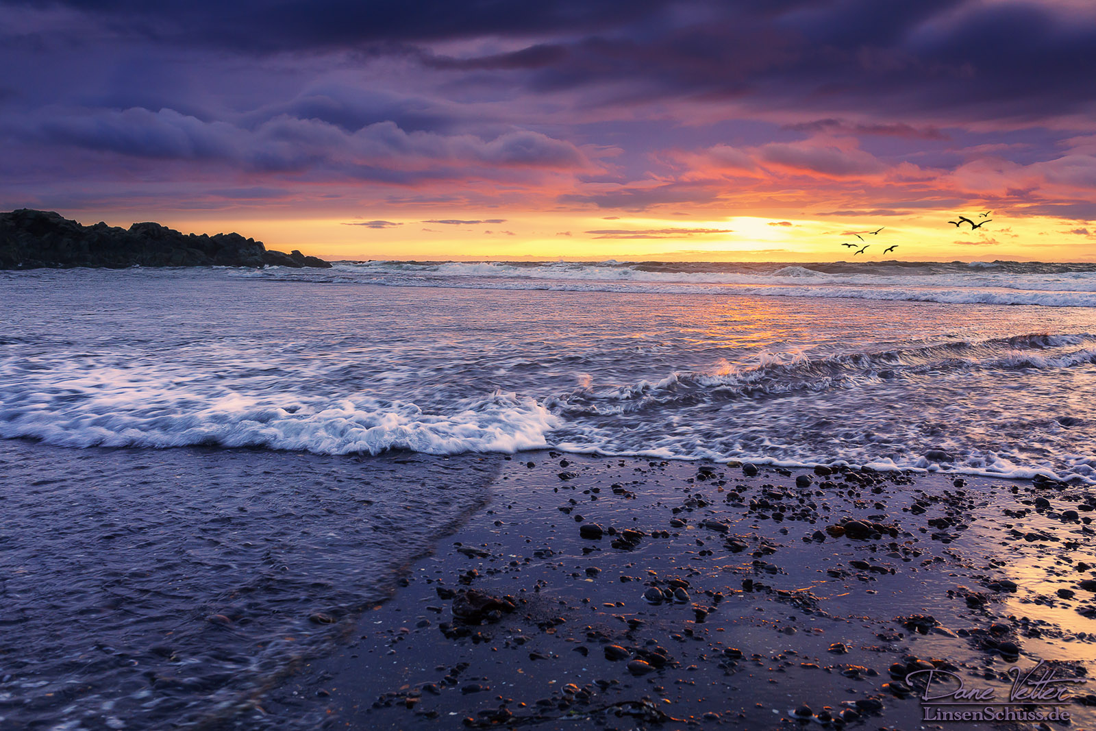 Sonnenuntergang am Brimilsvellir Beach